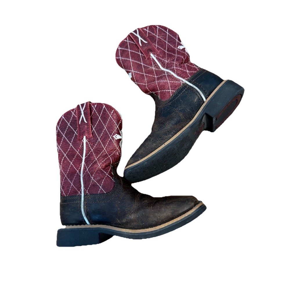Twisted X Cross Boots Western Leather Red Brown Little‎ Boys 8.5 M
